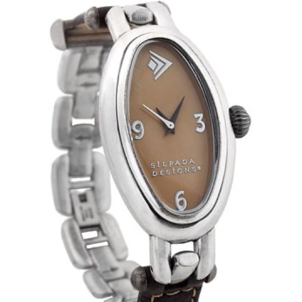Elegant Silpada chain and brown leather straps